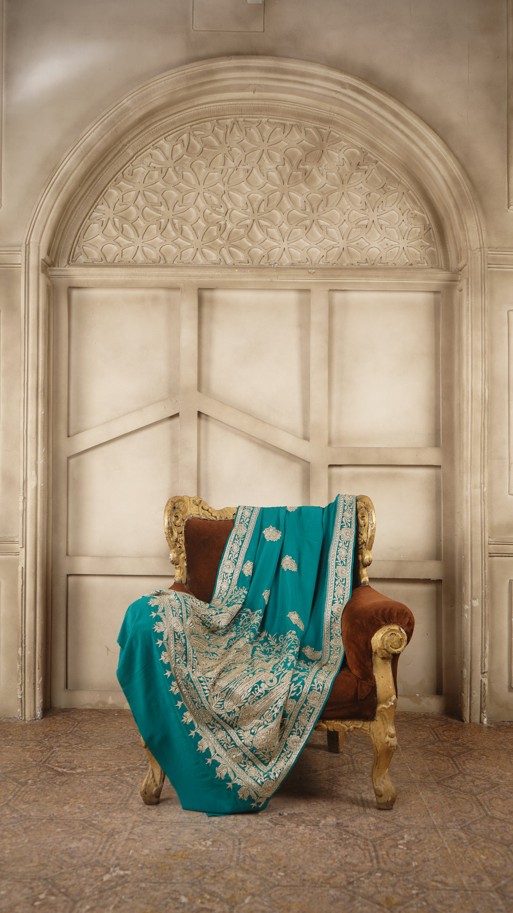 Crepe Saree with Hand Tilla Embroidery