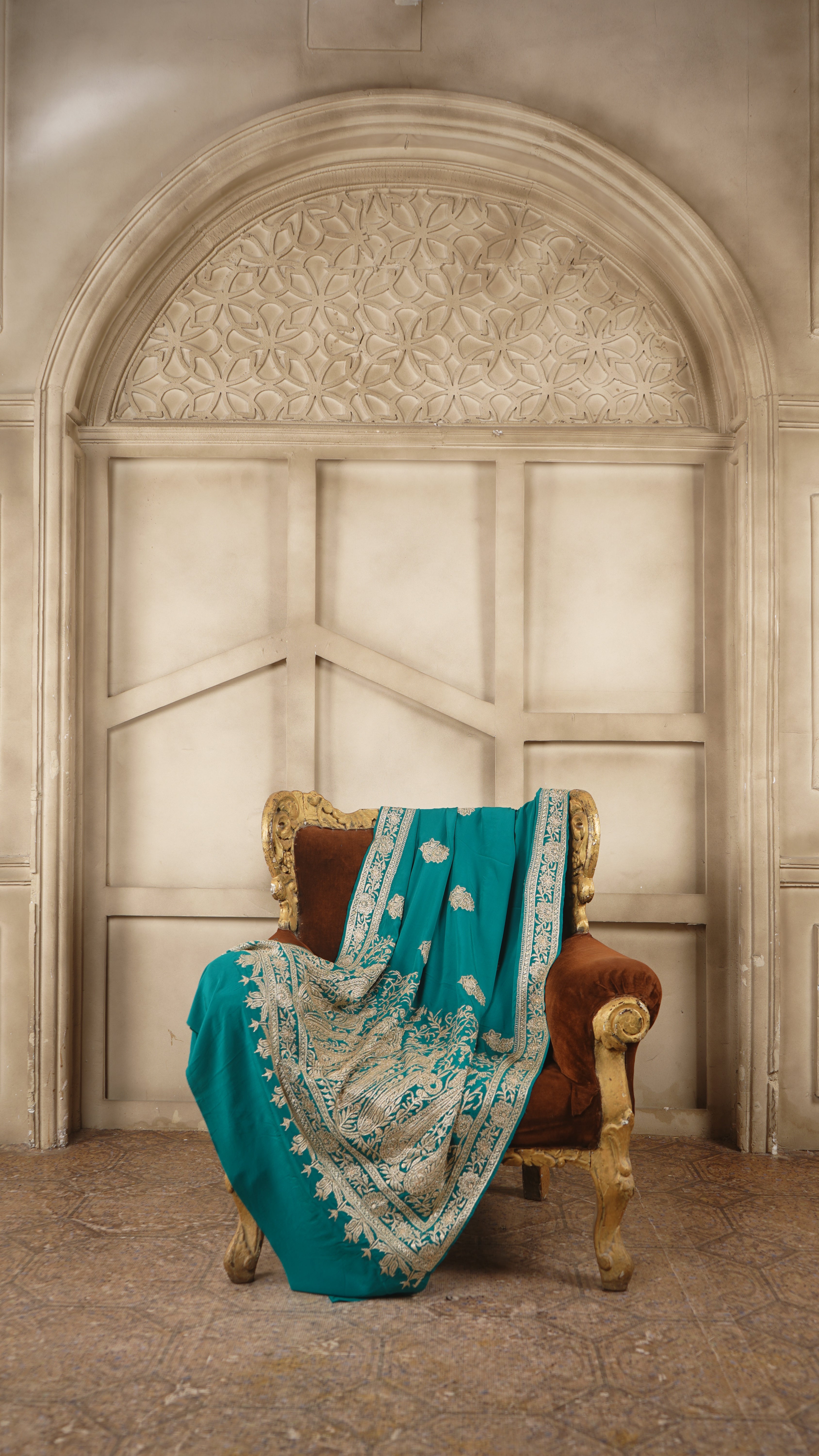 Crepe Saree with Hand Tilla Embroidery