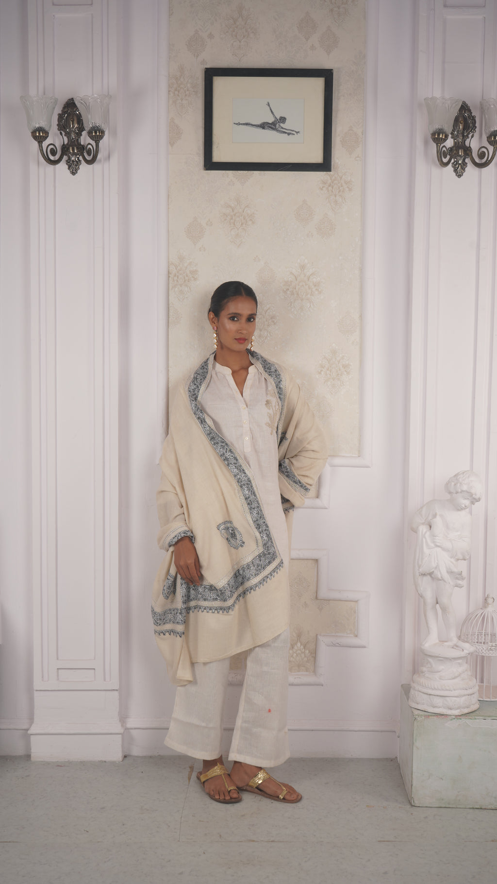 Luxury Kashmiri Pashmina Shawl with Tilla and Sozni Embroidery