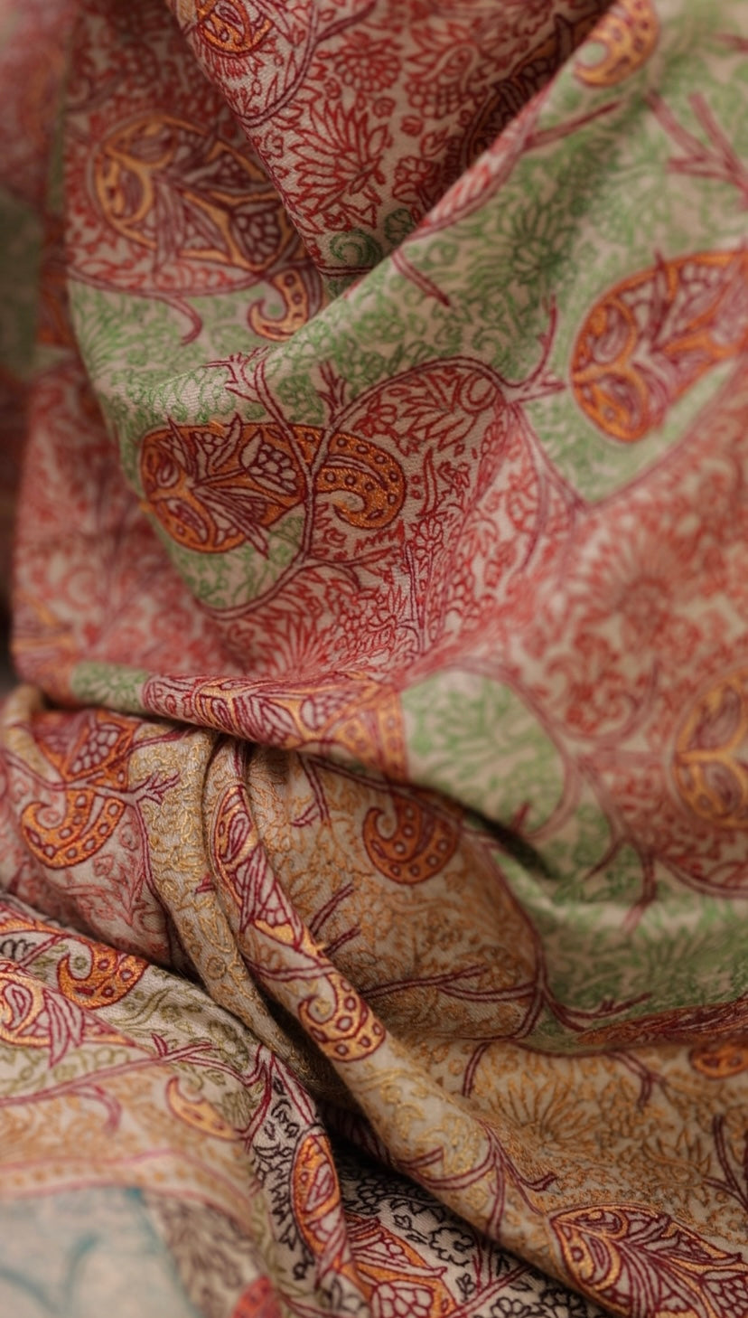 Pure Pashmina Sozni All Over Embroidered Shawl