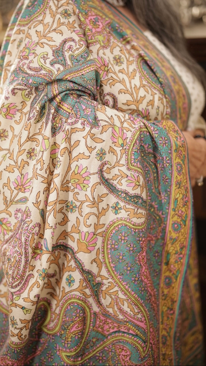 Pure Pashmina Kalamkari Heritage Shawl