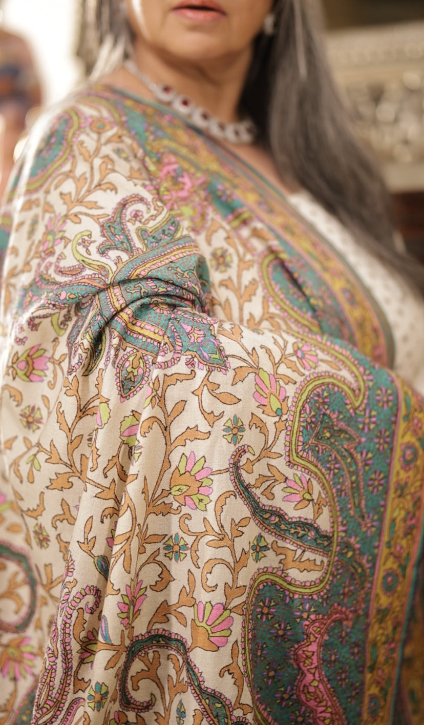 Pure Pashmina Kalamkari Heritage Shawl