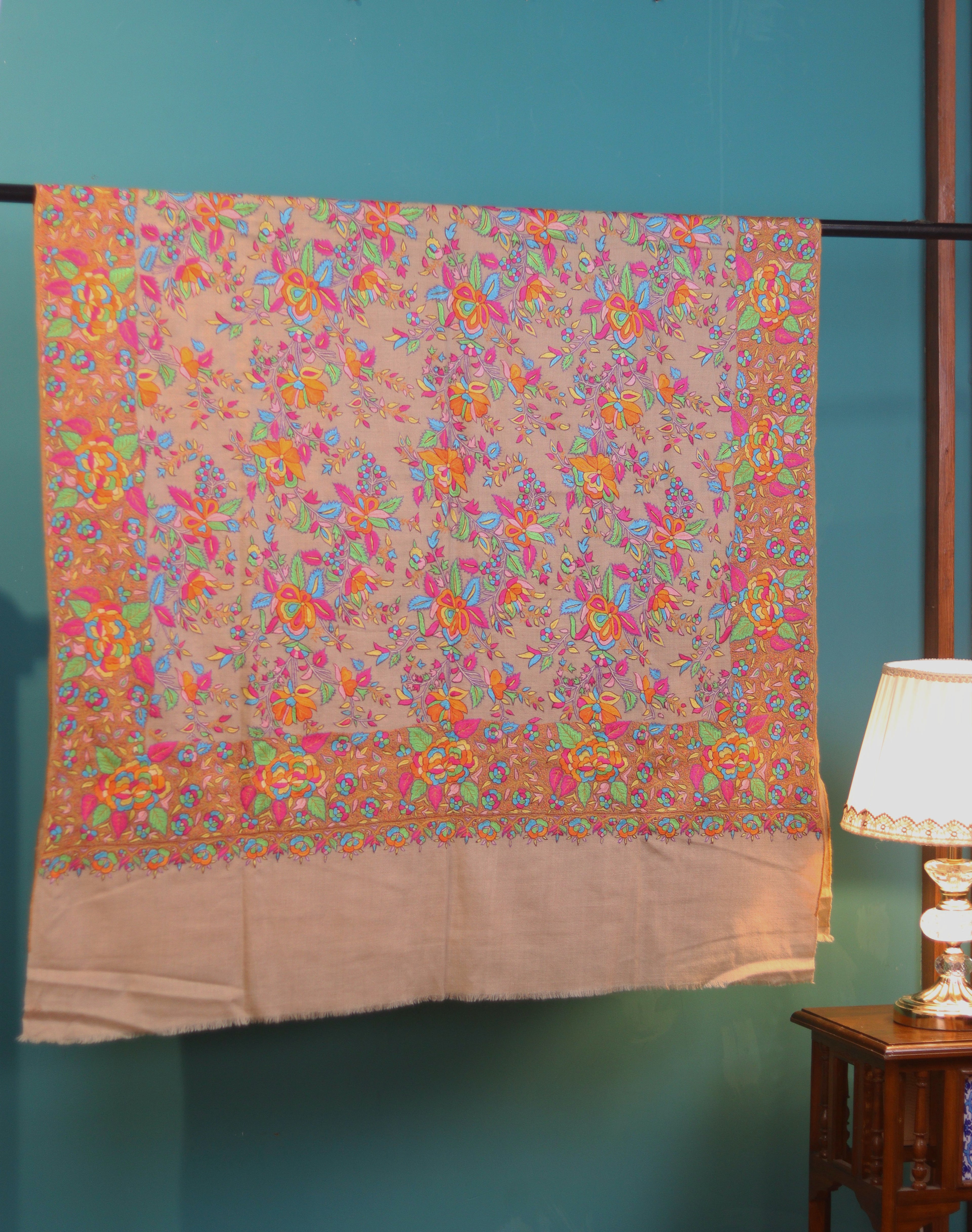 Artisanal Pure Pashmina Shawl – All Over Exquisite Paper Mache  Embroidery