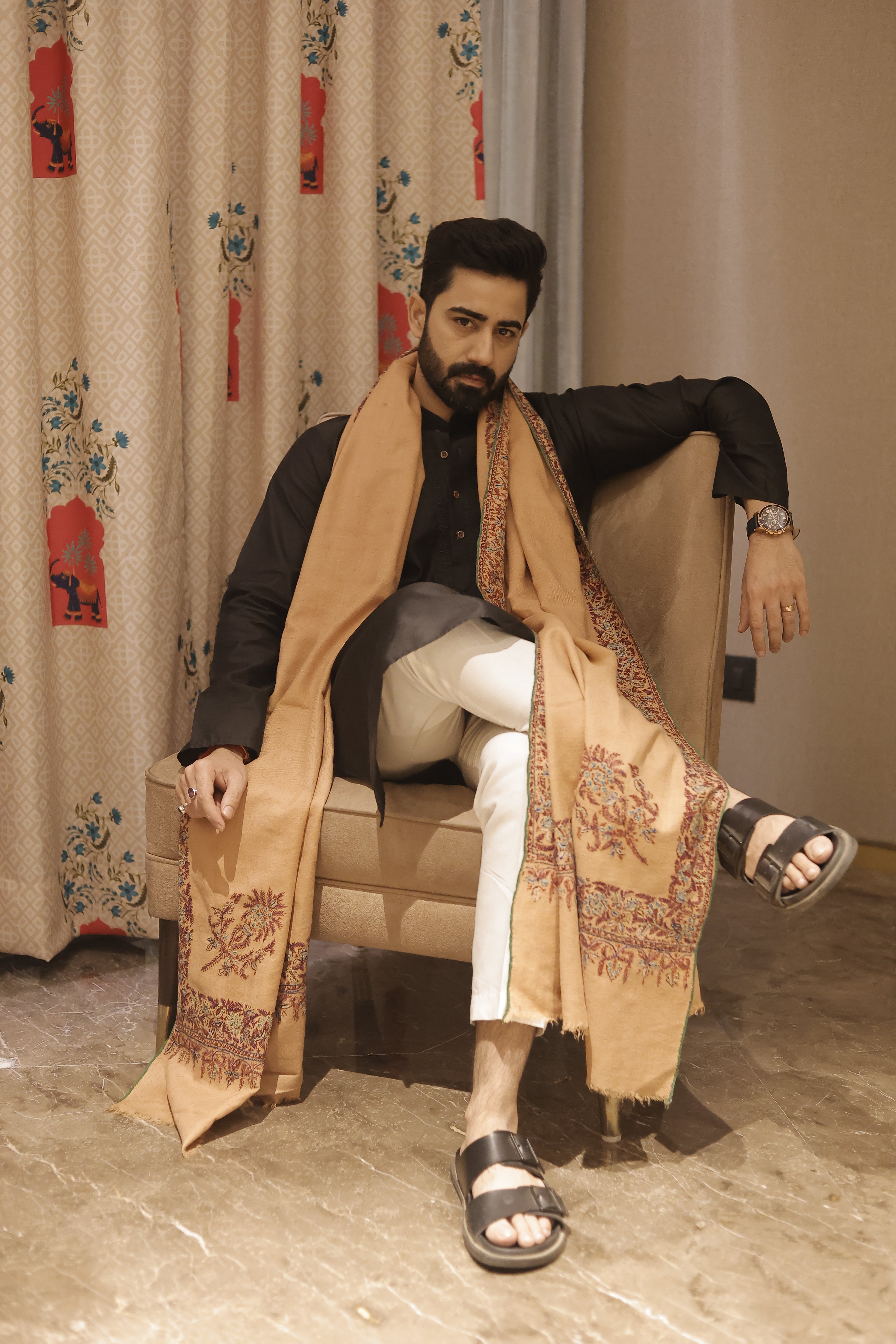 Antique Handwoven Pure Pashmina  patch work shawl