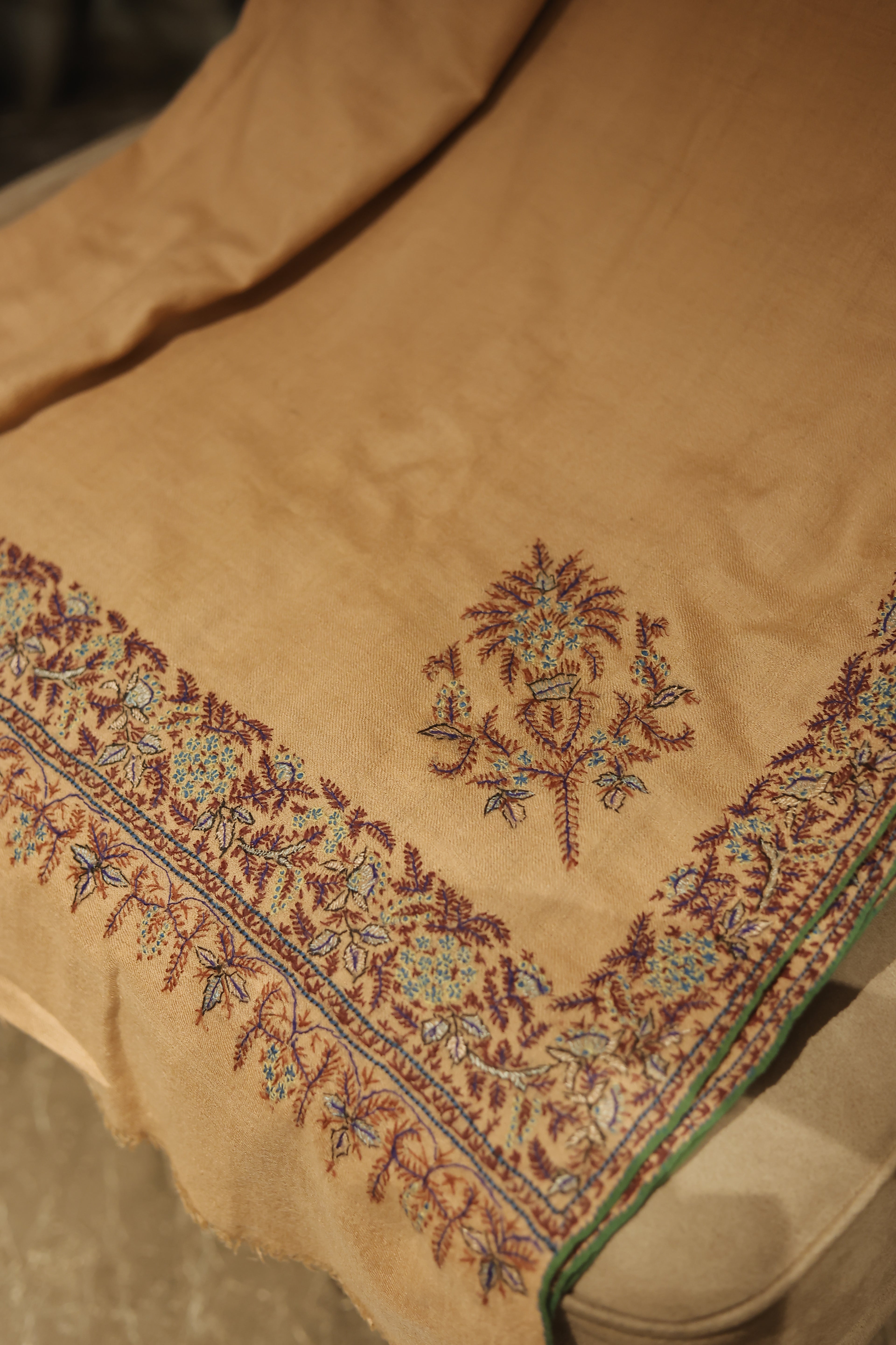 Antique Handwoven Pure Pashmina  patch work shawl