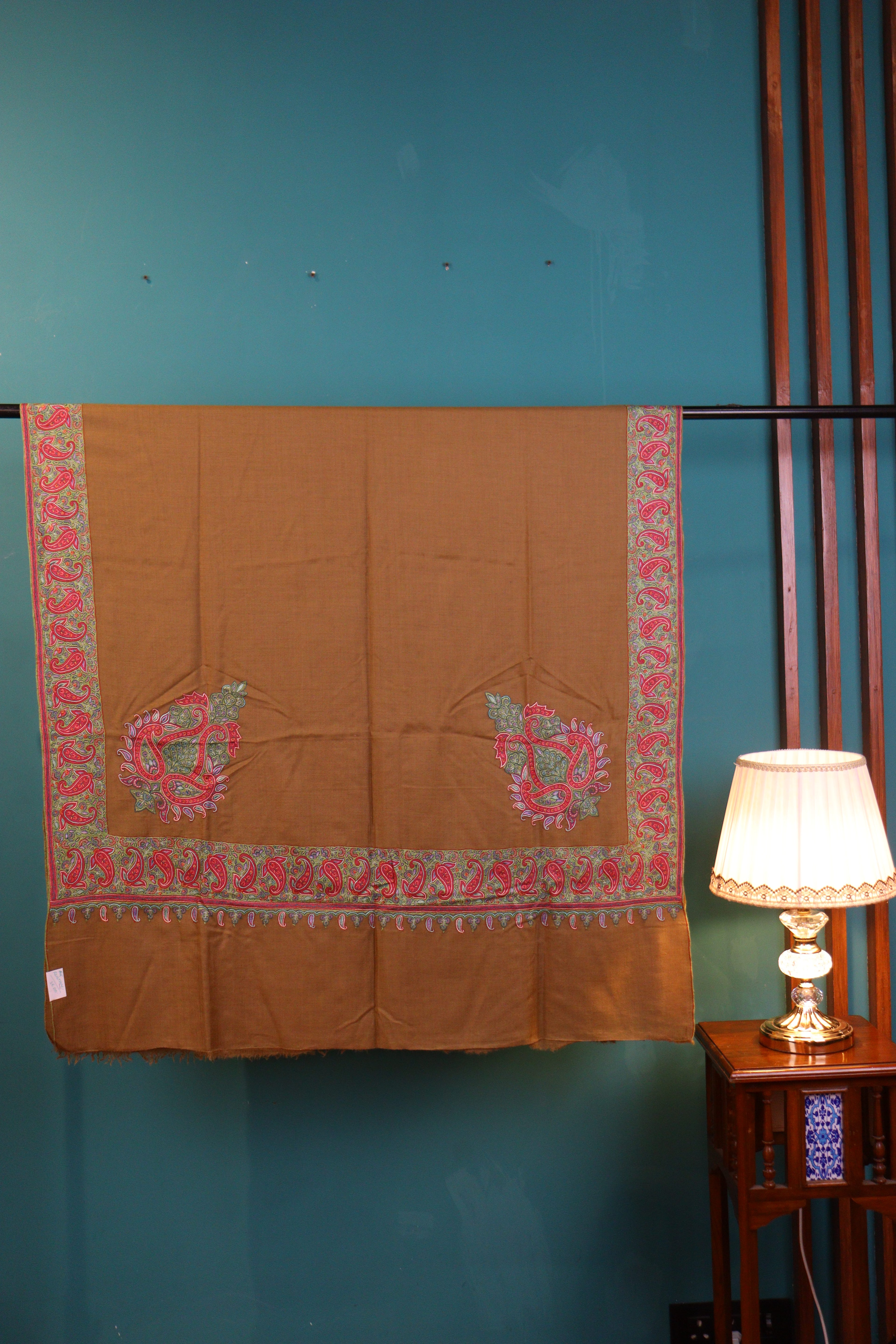 Brown Pashmina Shawl – Handcrafted Semi Dorukha Artistry