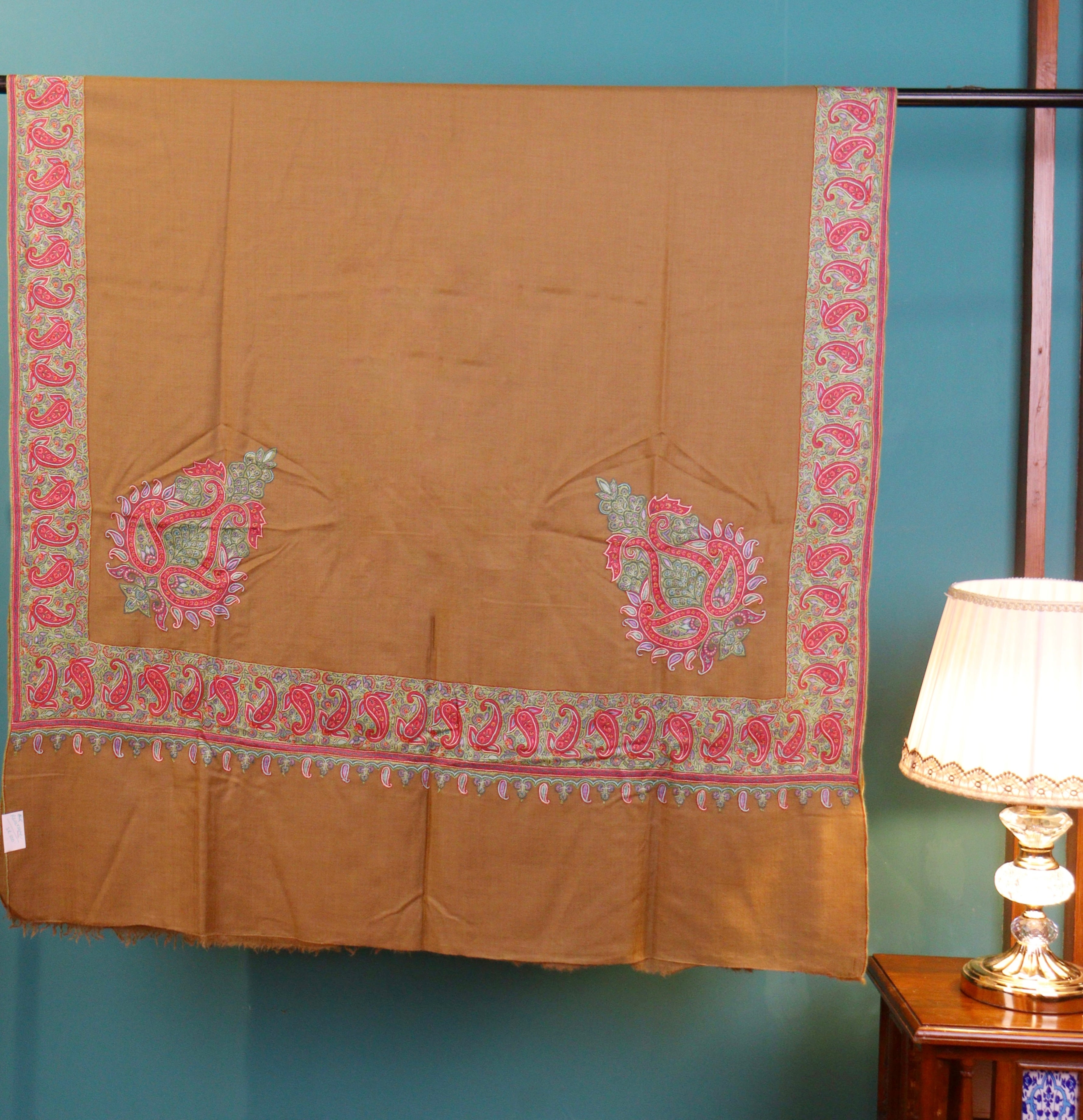 Brown Basoli Pure Pashmina Shawl – Handcrafted Sozni Artistry