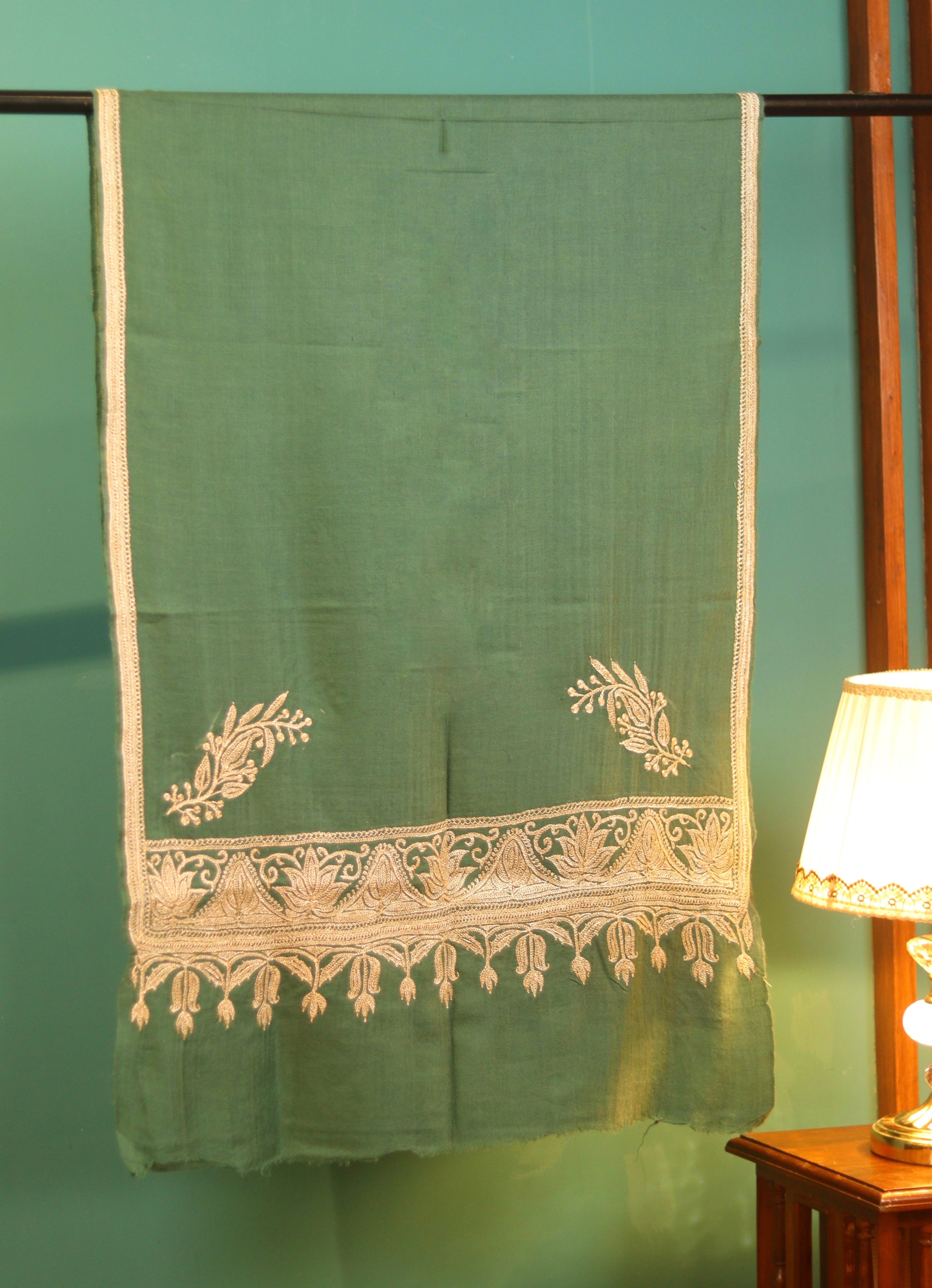 Green Hand Tilla Embroidered Pure Pashmina Stole