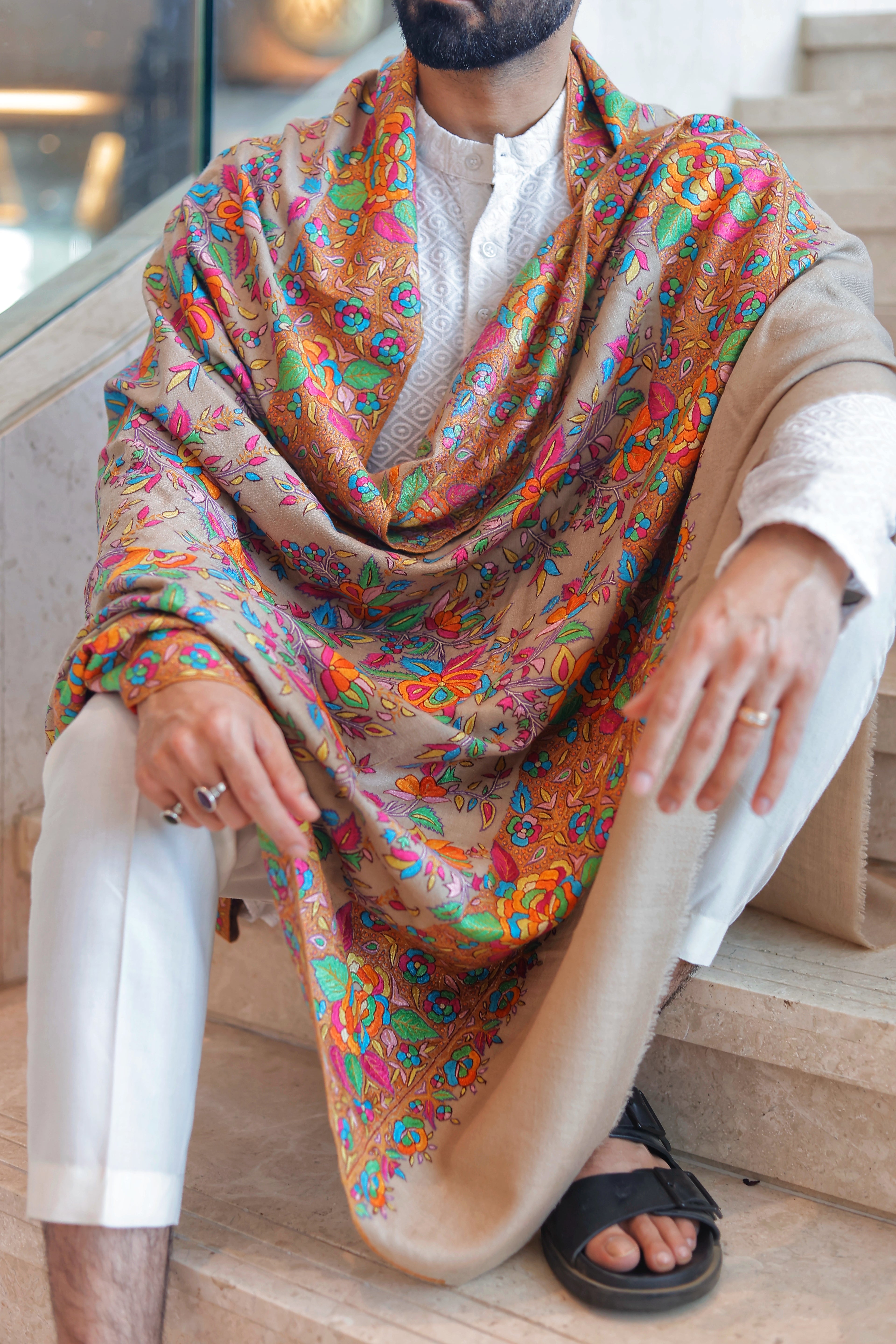 Artisanal Pure Pashmina Shawl – All Over Exquisite Paper Mache  Embroidery